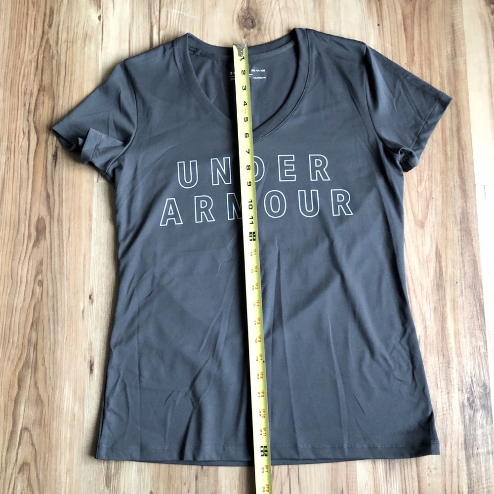 NEW UNDER ARMOUR Heatgear Tee Shirt V Neck Gray Small Women’s UNISEX NWOT - Picture 8 of 16
